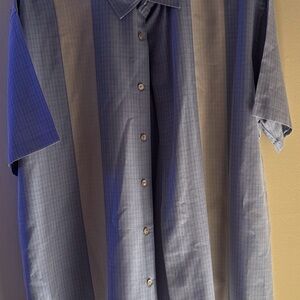 Van Heusen Men's Striped Blue and Tan Shirt